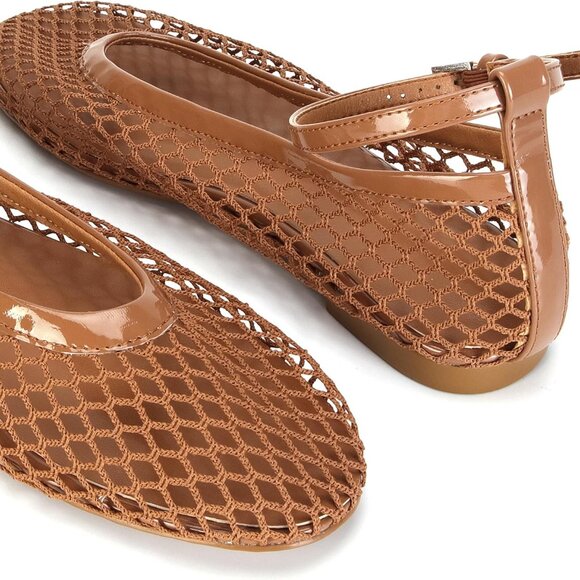 Mesh Ballet Flats Women Rubber Sole Round Toe Casual Office Summer Shoes - Picture 6 of 6